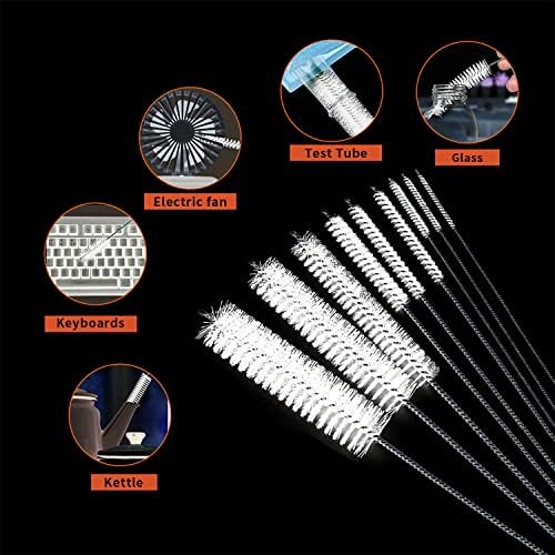 10 Pcs Flexible Drain Brush Straw Cleaner Brush Set,Pipe Cleaners Brush,61Inch Stainless Steel Double-Ended Hose Brush 8.2Inch Nylon Long CPAP Tube Cleaning Brush for Home Kitchen Sink Plumbing(White) - Image 7
