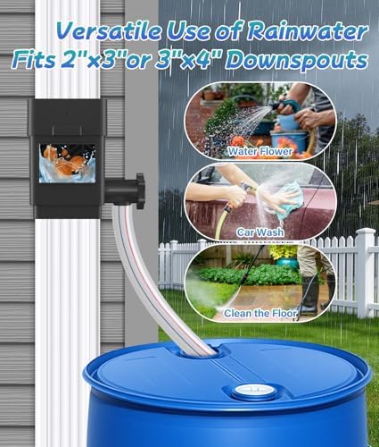 WADEO Upgraded Rain Barrel Diverter Kit for 2x3 or 3x4inch Downspouts Black - Image 6