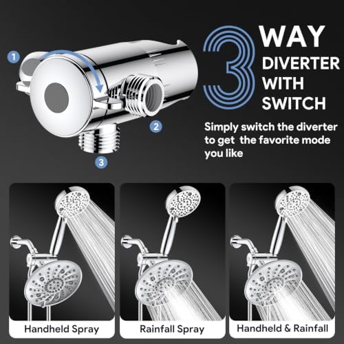 FEELSO Shower Head with Handheld Combo, 8" High Pressure Double Shower Head - Image 6