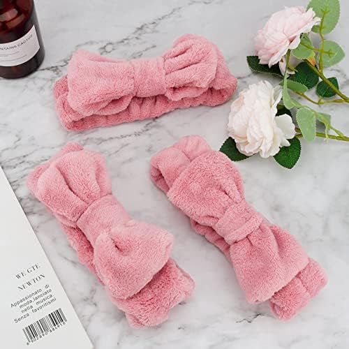 Ondder Spa Headband for Washing Face 8 Pack Dark Pink Skincare Headbands for Women Girls Terry Cloth Cute Bow Head Bands - Image 7