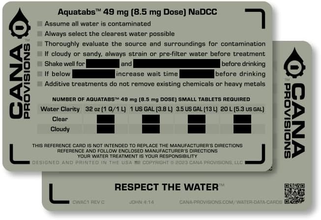 CANA PROVISIONS Water Data Card (4"x6") by Unknown