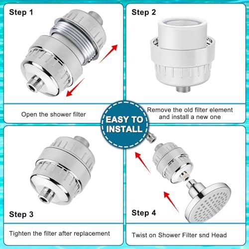 6 Pack 20 Stage Shower Filter Replacement by Sikawai Shower Cartridge Filter, Shower Head Filter Refill with Vitamin C Shower Head Replacement Filter for Hard Water - Image 7