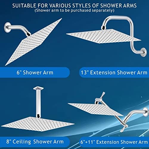 Voolan Rain Shower head, High Pressure Shower Head Made of 304 Stainless Steel, Relaxed Shower Experience Even at Low Water Flow and Pressure (10" Chrome) - Image 6