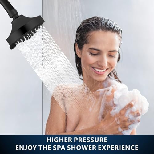 10 Pack High Pressure Shower Head - 5 Spray Modes Powerful Pressure Boosting Showerhead For Bathroom - High Flow Fixed Showerheads (Matte Black) - Image 6