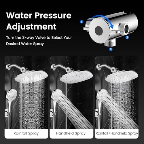 10" Rain Shower Head with Handheld Spray, Dual High Pressure Showerhead - Image 7