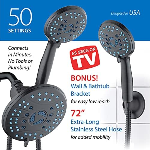 AquaCare 50-mode High Pressure 7 inch Shower Head Combo w/Dual Power Wash - Image 6