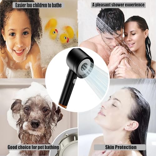 High Pressure Shower Head with Handheld,Shower Head with Filter with Pause Switch Water Saving Filter Showerhead, Filtered Shower with Hose, Bracket and Cotton Filter, Make Bathing Healthier (black) - Image 6