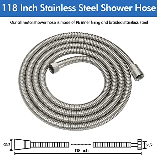 RUMOSE 118 inches Extra Long Shower Hose, Nickel - Image 6