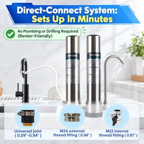 VORTOPT F9 Countertop Water Filter, Stainless Steel Water Filter for Sink - Image 6