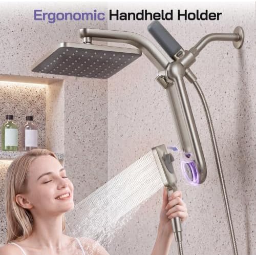 HOPOPRO High Pressure Filtered Shower Head with Handheld Combo, Nickel - Image 6