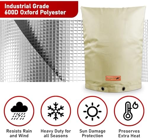 Redford Supply Co. Cold Snap (5°F) Backflow Preventer Insulation Cover, 20"W x 26"H, Pipe Insulation, Water Sprinkler Covers for Outside, Sprinkler Backflow Cover for Winter, Well Pump Bag (Beige) - Image 6