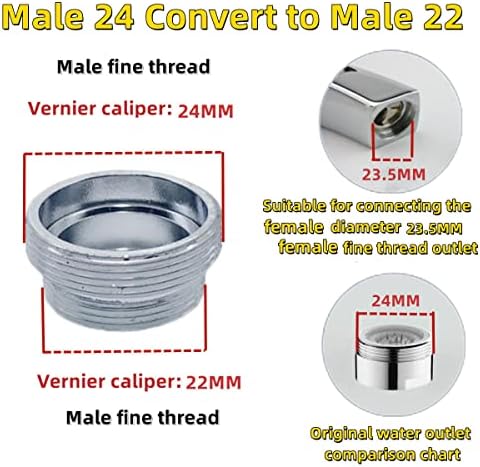 Faucet Adapter, Sink Hose Attachment for Faucet ,Extension Faucet Suitable for Connecting Sink Kitchen Bathroom Garden Faucet (male 15/16"-27T transform male 55/64"-27T) - Image 2