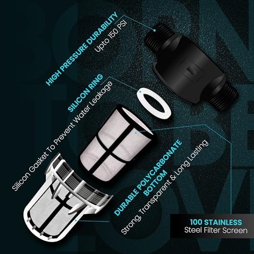 Inline Water Filter – 3/4" MNPT to MNPT, Fine Mesh Sediment Filter for Whole House, Under Sink, Shower, Washing Machine, Garden Hose, Well Water, Tap – Reusable Pre-Filter & Water Strainer - Image 6