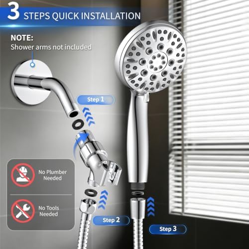 Handheld Shower Head, 6 Spray Modes High Pressure Showerhead, Chrome Finish - Image 6