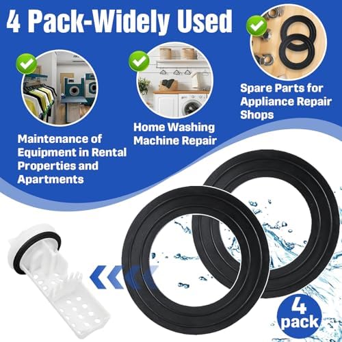 4-Pack Washer Drain Gasket Compatible with WH23X38617 Pump Filter with Seal - Image 7