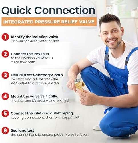 CMI Inc - 3/4 Inch Tankless Water Heater Isolation Service Valve with Pressure Relief Valve – Female to Female Connection – Flush Kit for Gas & Electric Models, PEX Core - Image 6
