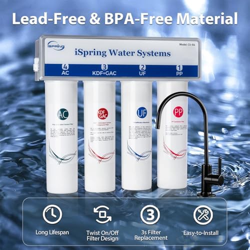 iSpring CUA4-BLK 4-Stage Ultra Filtration Under Sink Water Filter System - Image 7