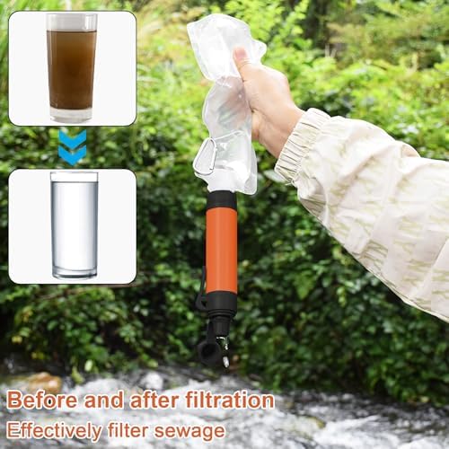 Upgrade Set of 5,Personal Water Filter Straw for Hiking, Camping, Travel,Water Straws to purify Water,Emergency Water Straw (Yellow) - Image 7