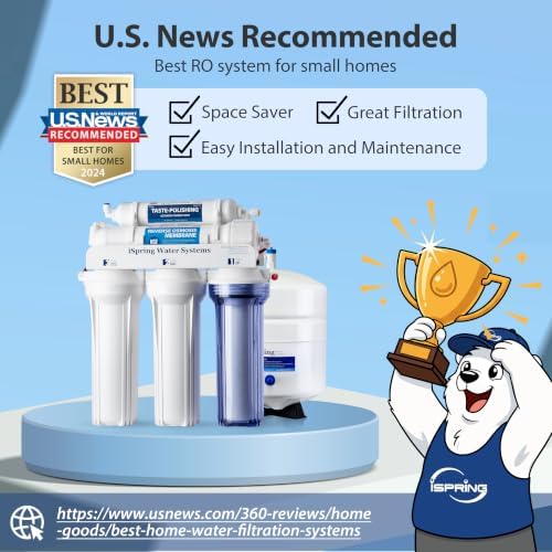 iSpring RCC7-GLD, 75 GPD Under Sink 5-Stage Reverse Osmosis Water Filter with Brushed Gold RO Faucet, Patented Top-Mounted Faucet Design for Easy Installation - Image 7