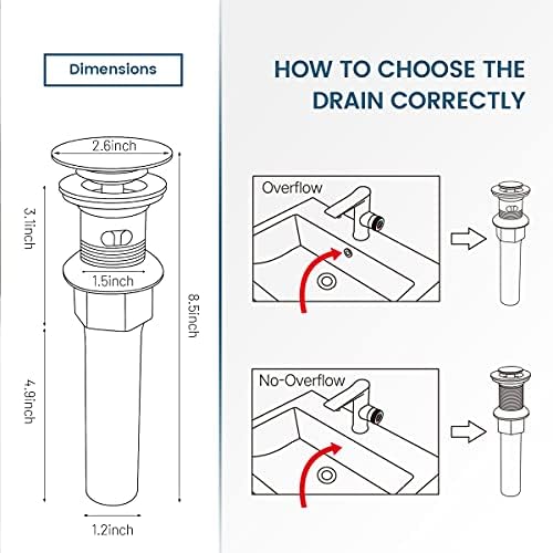 Vessel Sink Drain for Bathroom, Pop-up Drain With Detachable Basket Stopper, Anti-Explosion And Anti-Clogging Drain Strainer, Sink Drain Assembly With Overflow Brushed Nickel, REGALMIX RWF083J - Image 6