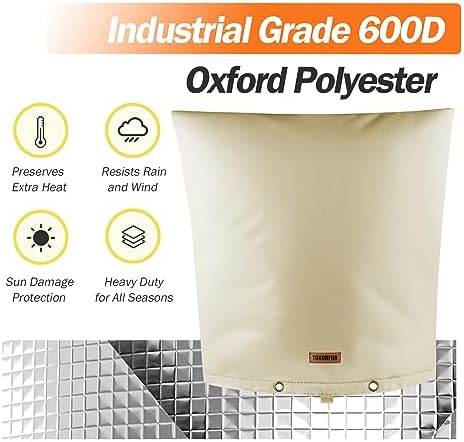 TOHONFOO Backflow Preventer Cover, Pipe Freeze Insulation, 32"Wx24"H, Beige - Image 6