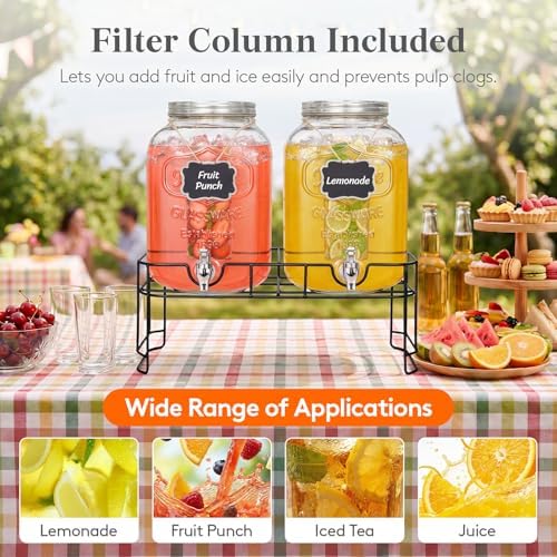 Lifewit 2 Gallon Glass Drink Dispenser with Stand & Fruit Infuser 2 Pcs - Image 6