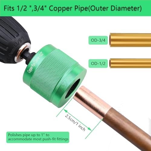 1/2" & 3/4" Metal Copper Pipe Cleaner Set,with 1/4 Hex Shank,Each Additional 4PCS Replaceable Blades are Provided,for Cleaning Rust, Stains, Paint on Copper Pipes and Various Metal Pipes - Image 6