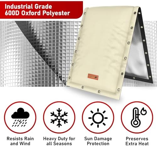 Redford Supply Co. Cold Snap (5°F) Backflow Preventer Insulation Cover, 3-Way Custom, 20"W x 26"H, Pipe Insulation, Water Sprinkler Covers for Outside, Sprinkler Backflow Cover for Winter (Beige) - Image 6
