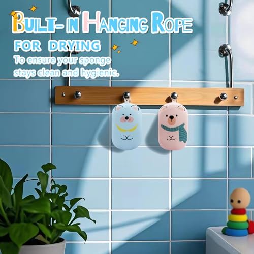 Baby and Kids Bath Loofah Sponge, Soft and Absorbent Toddler Exfoliating Body Scrubber Shower Loofa Sponge,Cute Pattern Design for Kids Baby Women Boys and Girl, 3 Pack (Bear/Dog/Cat) - Image 7