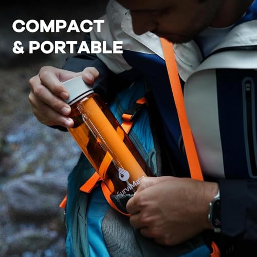 SurviMate Purified Water Bottle for Camping, Hiking, Backpacking and Travel, BPA Free with 5-Stage Intergrated Filter Straw - Image 6