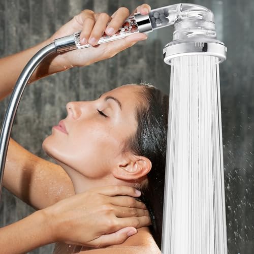 Filtered Handheld Shower Head, High Pressure 3 Spray Settings Showerhead for Saving Water, Water Softener Shower Head with Mineral Beads to Remove Chlorine & Fluoride for Dry Hair & Skin - Image 7
