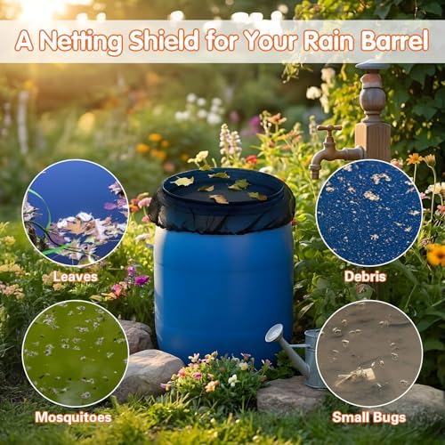 2pcs 37.4 Inch Replacement Screen for Rain Barrel, Rain Barrel Mesh Cover with Adjustable Drawstring, Water Collection Bucket Net Tank Protector for Outdoor Garden Accessories Preventing Fallen Leaves - Image 7