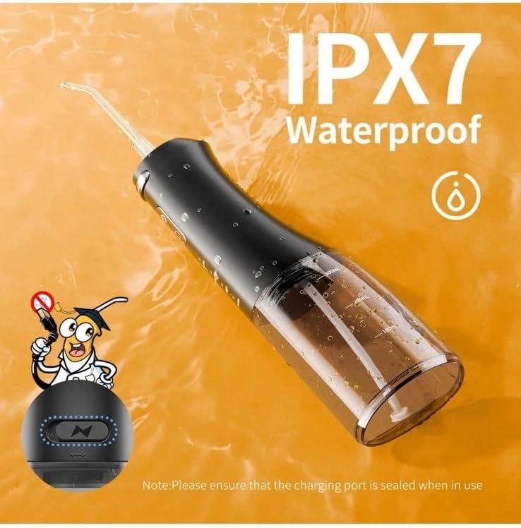 Truefloss Cordless Water Flosser 4 Modes 2000mAh Battery 5 Jet Tips Replacement, IPX7, Black Color - Image 7