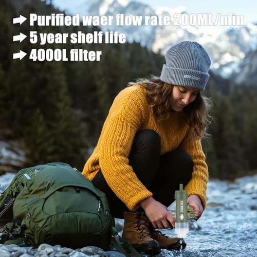 Hiking, Camping, Travel, Outdoor Emergency preparedness, Portable Flint and Personal Water Filter kit (Short) - Image 6