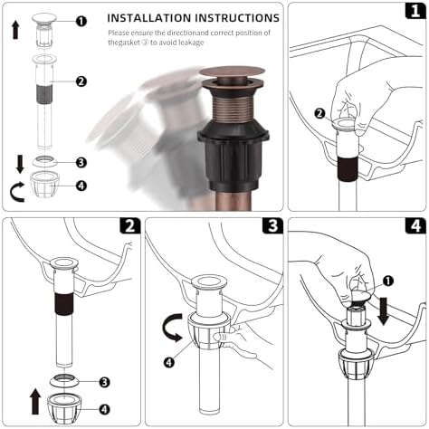 Pop Up Bathroom Sink Drain Assembly Without Overflow, Copper - Image 6
