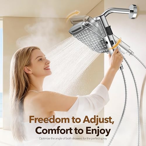 JDO High Pressure Rain Shower Head with Handheld Spray Chrome Polished - Image 6
