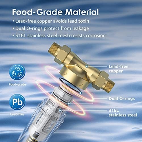 Waterdrop Spin Down Sediment Filter WD-RPFK with Filter Bracket, Backwash Whole House Water Filter System for Well Water, 40-50 Micron, 1" MNPT + 3/4" FNPT + 3/4" MNPT, Traps Sand, BPA Free, Bundle - Image 7