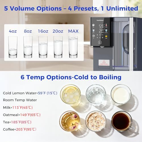C5ALK-GY Mineral Reverse Osmosis Water Filter Countertop with 2 Portable Pure Water Pitchers Hot and Cold RO System-3s Instant Hot, 8-Stage RO Filtration, 6 Temp Settings, NSF/ANSI372/42/58 - Image 7