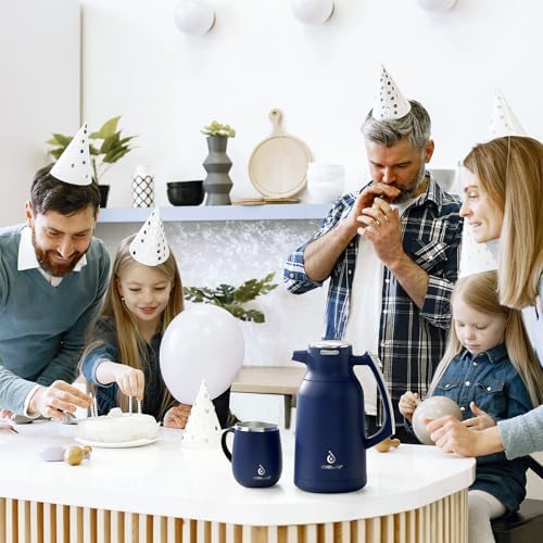 IDEUS Thermal Coffee Carafe 68oz, Beverage Dispenser Navy Blue - Image 6