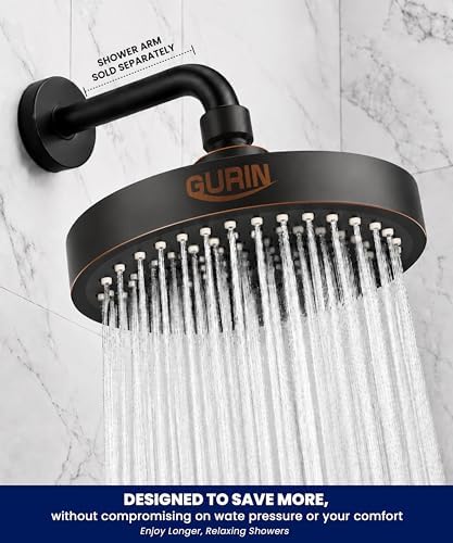 GURIN Shower Head - Luxury Oil Rubbed Black Finish - Rain Showerhead 6 Inch - Image 6