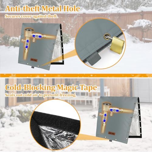 RICHIE 2-Way Opening Backflow Preventer Cover (5°F) Heavy-Duty 5-Layer Insulated Enclosure, All-Weather Protection for Outdoor Pipe, Irrigation Sprinkler Valve, Well Water Pump, 24" W x 24" H Grey - Image 7