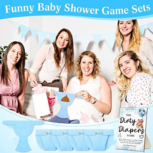 Roowest 51 Pcs Dirty Diaper Baby Shower Games, Bear Blue - Image 7