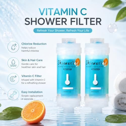 2 pack,Generic Vitamin C Shower Head Filter, Remove Chlorine & Impurities, Easy Installation, Filtered Shower Water for Healthier,Rosemary scented - Image 7
