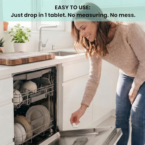 Non Toxic Dishwasher Detergent, 60pk All-in-One Dishwasher Tablets with Built-In Dishwasher Rinse Aid and Water Softener, Free and Clear Dishwasher Pods, Unscented, Septic Safe - Image 7