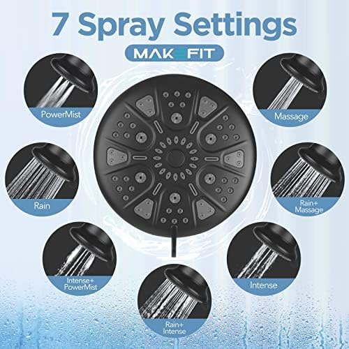 MakeFit Filtered Shower Head Matte Black- High Pressure Shower Head with filter for Hard Water - Rain Shower Head Water Softener - Luxury 7 Settings Adjustable Water Filter Showerhead (Matte Black) - Image 6