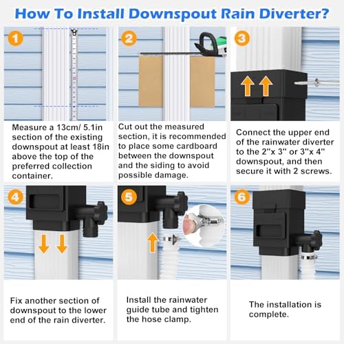 Rain Barrel Diverter Kit Fits 2''x3'' or 3''x4'' Downspouts Black - Image 6