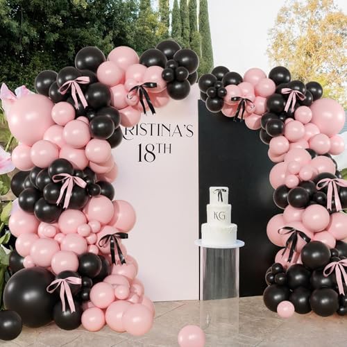 141Pcs Pink and Black Balloon Arch Kit, Birthday Decorations - Image 7