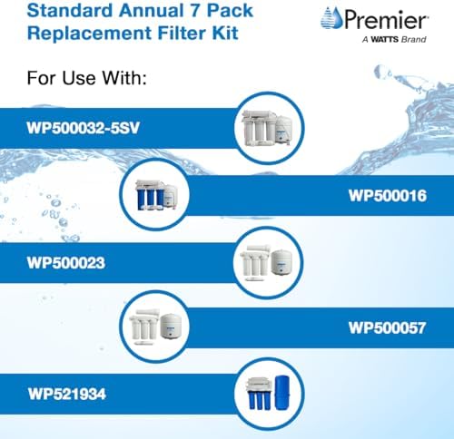 Watts Premier Annual 7-Pack Standard Water Filter Replacement Kit for RO-TFM-5SV, WP-ST6DM, WP-5, WP5-50 Reverse Osmosis System, 2 Sediment Filters, 4 Carbon Pre-Filters, GAC Inline Post-Filter - Image 6