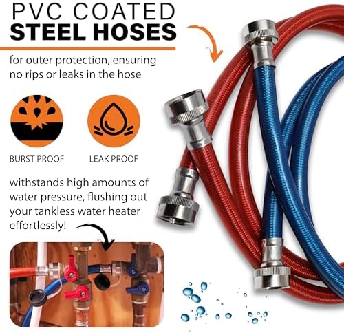 Tankless Water Heater Flush Kit with NSF Certified Liquid Descaling Solution and 1/6HP Heavy Duty Pump with 25 Ft Extra Long Power Cord - Image 7
