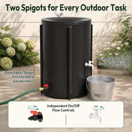 VINGLI Collapsible Rain Barrel Portable Rain Water Collection (Black, 132 Gallon) - Image 6